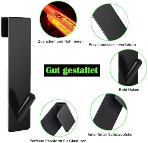 Edelstahl Verbesserte Duschhaken 4 Stück ohne Bohren für Glaswand Handtuchhalter mit Schutzmatte Dusche Zubehör Robust u