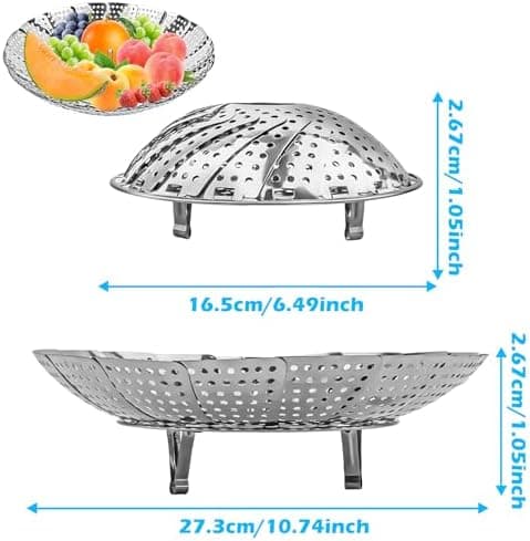 Edelstahl Dampfgarer Einstellbar - Dünsteinsatz für Topf Dampfgarer - Einstellbar 15-27 cm, Topf Dampfgarer für Gemüse,