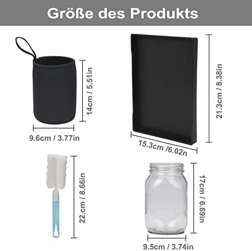 Sprossenglas Alfalfa Kresse Brokkoli Mungobohnen 2er Set Sieb Abtropfschale
