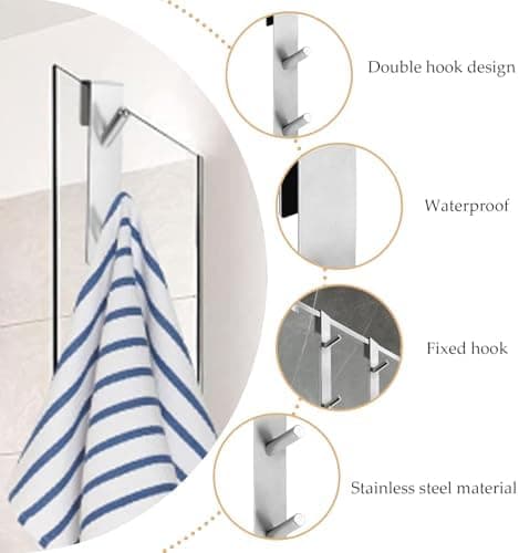 Handtuchhalter Duschwand 2 Stück Silber Haken für glas Geeigneter fürVarious Gebrauchssituationen Handtücher Pyjama Schw