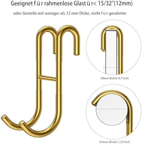 Duschhaken Silber 3 Stück für Glasscheibe ≤ 10mm & 30mm Badezimmerschleuse Halterung