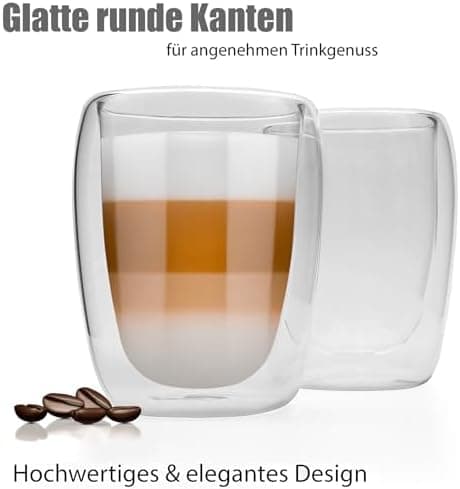 BigDean Doppelwandige Latte Macchiato Gläser 300 ml Geschenkverpackung
| BigDean Teetassen und Kaffeegläser 300 ml dopp