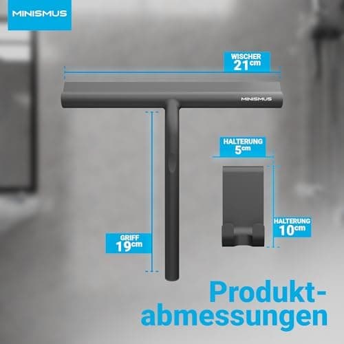 Minismus Silikon Duschabzieher Schwarz 28cm - Makellose Oberflächen, Kein Bohren erforderlich, Glas & FensterHalterung i