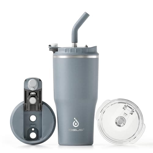 Ideaux Isolierbecher 14oz (420ml) | Doppelwandig | Eign. für Kaffee & Tee - Grün | Auslaufsicher | Reisebef. | Heiß & Ka