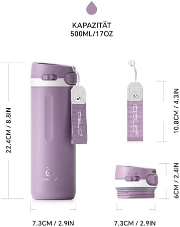 Ideaux Isolierbecher 14oz (420ml) | Doppelwandig | Eign. für Kaffee & Tee - Grün | Auslaufsicher | Reisebef. | Heiß & Ka
