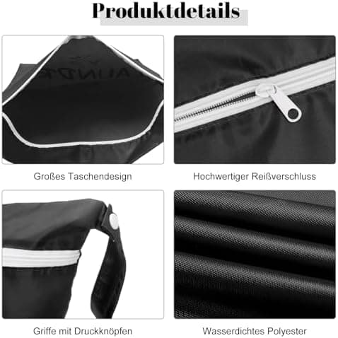 2 Stück Dunkelgrau+Grün wasserdichte Reise Wäschesack 38*48cm Faltbar Füllung/downloadsicher Schmutzwäschebeutel für Rei