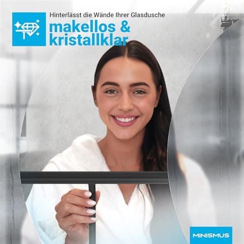Minismus Silikon Duschabzieher Schwarz 28cm - Makellose Oberflächen, Kein Bohren erforderlich, Glas & FensterHalterung i