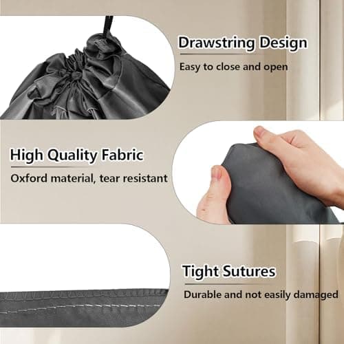 3pcs Reise Wäschesack Groß für Schmutzwäsche | Faltbar, mit Kordelzug & Extra Großer Wäschetasche 61x92 cm | Hochtragbar
