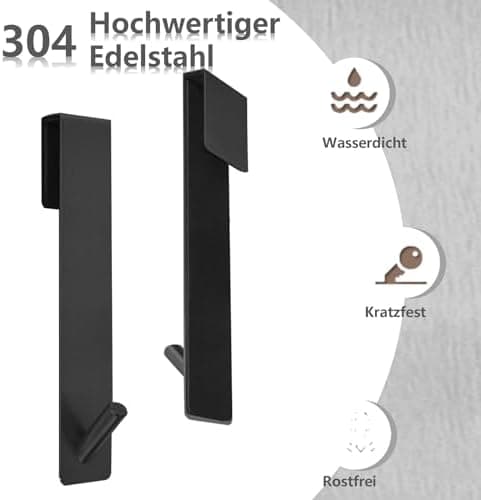 Edelstahl Duschhaken für Glaswand ohne Bohren Schwarz