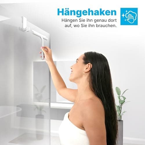 Minismus Silikon Duschabzieher Schwarz 28cm - Makellose Oberflächen, Kein Bohren erforderlich, Glas & FensterHalterung i