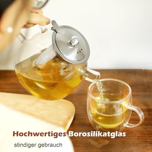LIBWYS 1000ml Teekanne mit Abnehmbarem Siebeinsatz für glasige Teeservice-Erfahrung