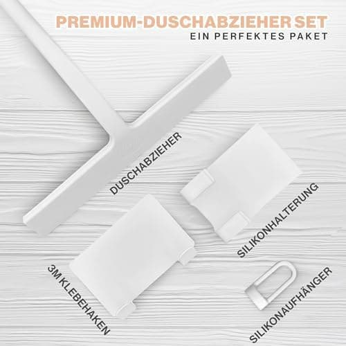 DEKAZIA® Duschabzieher Schwarz - Silikon Wasserabzieher für Dusche - Robust für Glas und Fliesen - Hochgewordene Abgießk