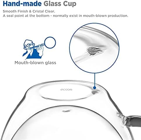 Ecooe Doppelwandige Kaffeetassen Glas 2er Set für Cappuccino und Tee Borosilikatglas