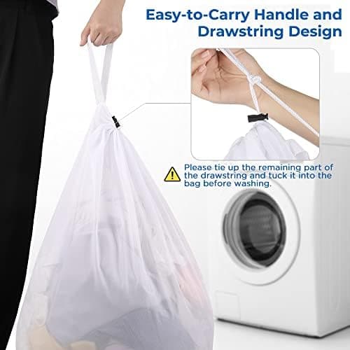 Ecoe groß Wäschesack für Waschmaschine, ideal für Schulanfang und Wohnung, XXL Netz mit Kordelstopper, 60x90cm