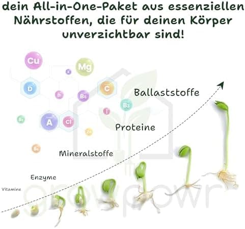 Bio Sprossengläser 950ml | Safe Coating & Keramikschale - Keimfreies Sprossen Ziehen für Anfänger und Fortgeschrittene |