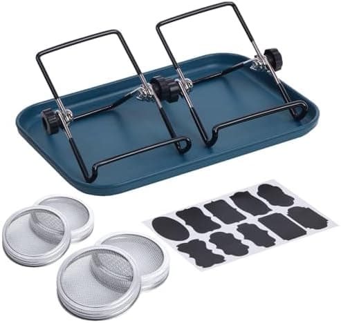 Sprossenglas Keimglas 2er Set - Anzuchtset Für Köstliche Frische Sojasprossen und Micro-Greens mit 1 Wasserschale und 2