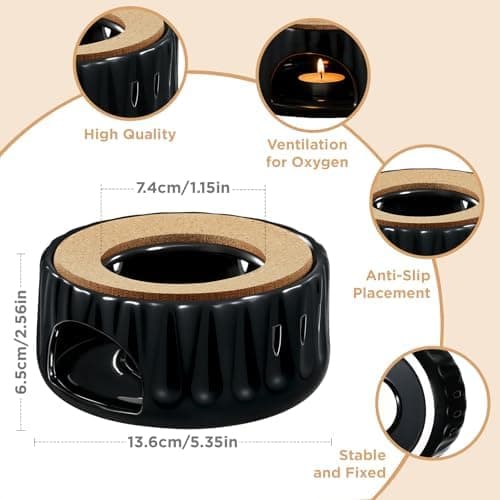 Ecoe Stövchen Teewärmer Kaffeewärmer 320ML Edelstahl mit Teelichtofen und Teelichthalter für Tee und Kaffee