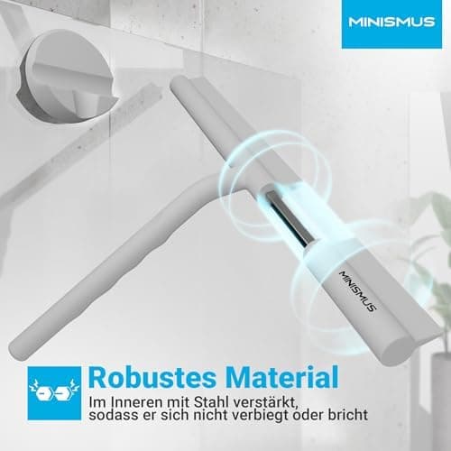 MINISMUS Silikon Duschabzieher – Selbstklebend, Glasabzieher für Duschemöbel, Badewasserabsorber – Magnet-Halterung, Ohn