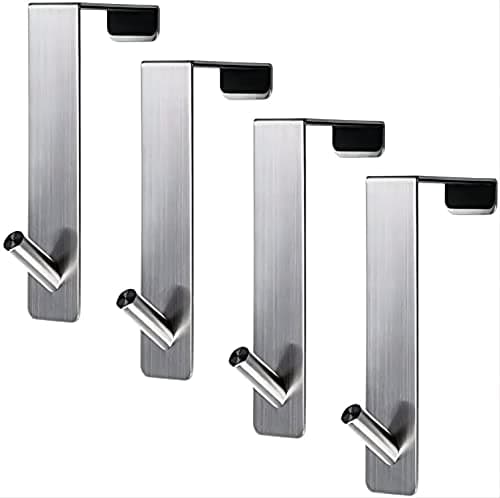 ARTOYS Silber Duschhaken ohne Bohren – 4 Stück für Badezimmerglas 8mm, Kleiderhaken, Duschbad