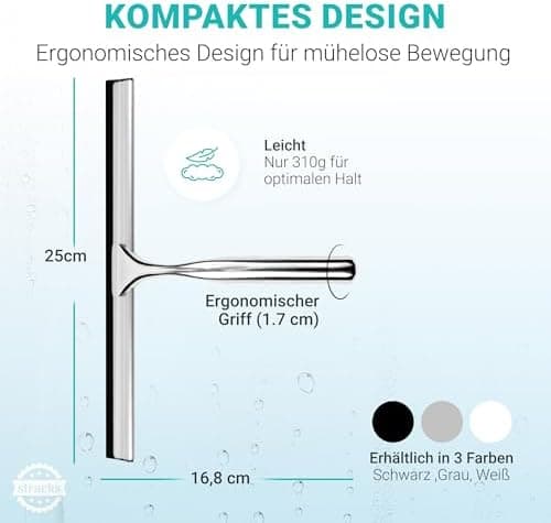 Stracks® Edelstahl Duschabzieher - Kein Bohren! Grau - Duschabzieher, Duschzubehör, Fenster Abzieher Wischer