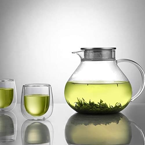 Ecooe 1000mL Teekanne mit Stövchenglas und Edelstahl-warme-teee-Teebereiter
