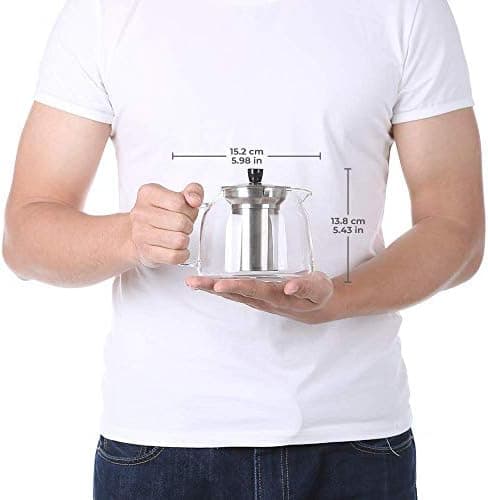 Ecooe 1000mL Teekanne mit Stövchenglas und Edelstahl-warme-teee-Teebereiter