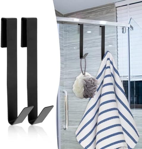 Sibba DuschtüRhaken - Edelstahl-Handtuchhaken für Bademantel, robust und Bohrfrei, 2 Stückecn, für Badezimmer, schwarz