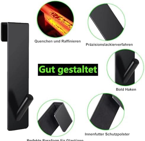 Edelstahl Verbesserte Duschhaken 4 Stück ohne Bohren für Glaswand Handtuchhalter mit Schutzmatte Dusche Zubehör Robust u