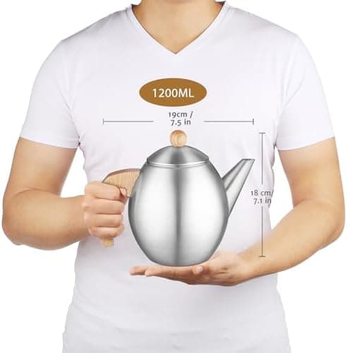 Glastal Schwarzes Teekännchen 1500ml Edelstahl Sieb Borosilicatglas geeignet für Teewärmertop