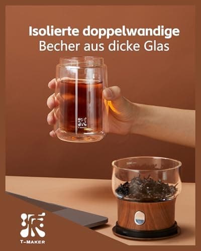 ZENS Modern Teekanne Glas mit Sieb für Teeliebhaber in Portable Tea Maker mit Isolierbecher