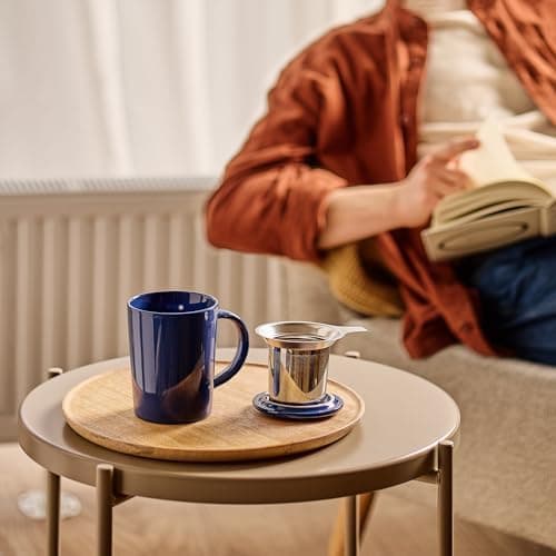 Cosumy Keramik Teetasse mit Sieb und Deckel - Hält lange warm - Spülmaschinenfest - Ideal für Tagesgebrauch - 400ml