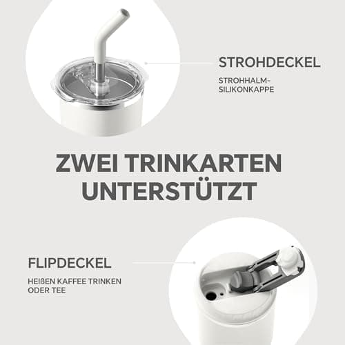 Ideaux Isolierbecher 14oz (420ml) | Doppelwandig | Eign. für Kaffee & Tee - Grün | Auslaufsicher | Reisebef. | Heiß & Ka