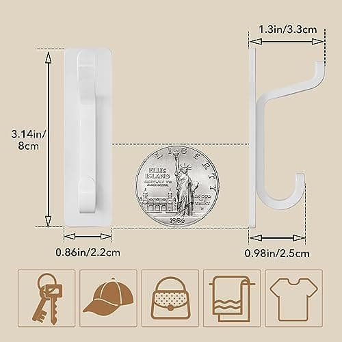 Pickpiff Klebehaken Ultra Stark, Hält Bis Zu 6kg, Nichtrostend, Weiss, 6 Pack