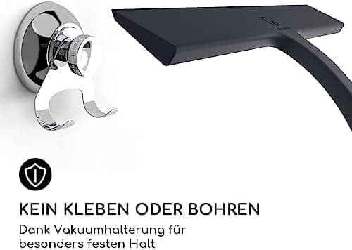 GÜTEWERK Duschabzieher Set ohne Bohren 23 cm breit Edelstahl Kern Silikon Saugnapf Badabzieher