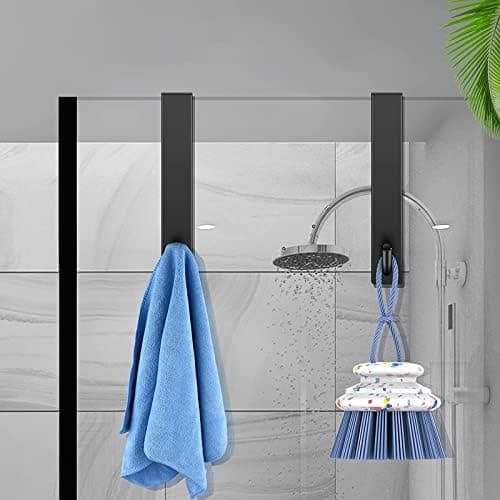 2 Stück Goldfarben Haken Duschwand ohne Bohren | Glaswand Handtuchhalter Dusche | Gummi Schutz