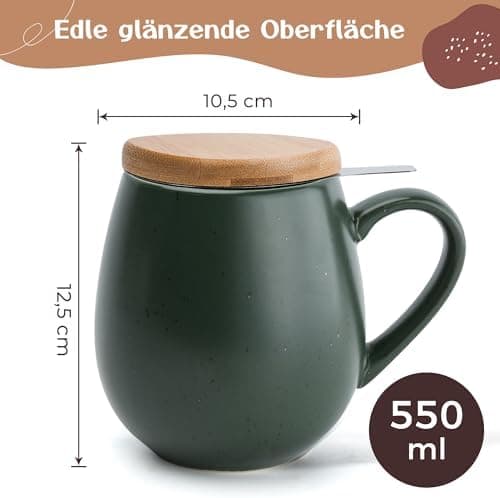 Teetasse mit Sieb XXL - 550 ml - für Tee-Zubereitung bei Bedarf