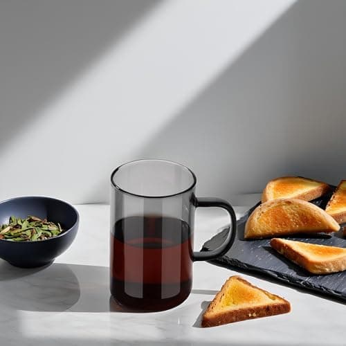 EcoOE 440 ml Borosilikat Teetasse mit Ultrafein Edelstahl Sieb und Natürlicher Bambus Deckel für Koffeinfreie Getränke
