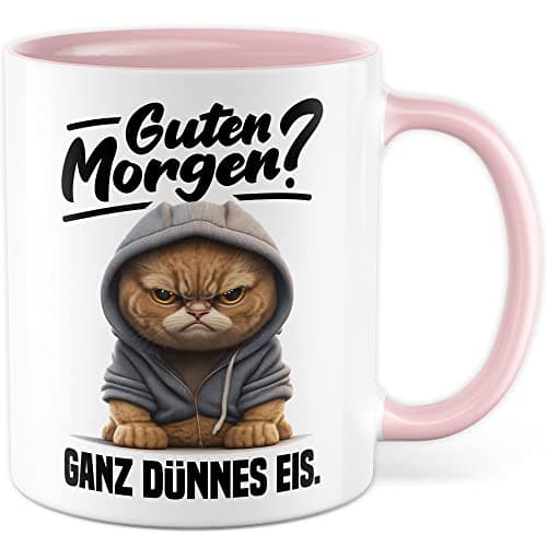 Lustige Katzen-Tasse Morgenmuffel Humor Geschenk für Verschlafene Kaffeebecher (Weiß & Schwarz)  
Geschmackvolle Witze K