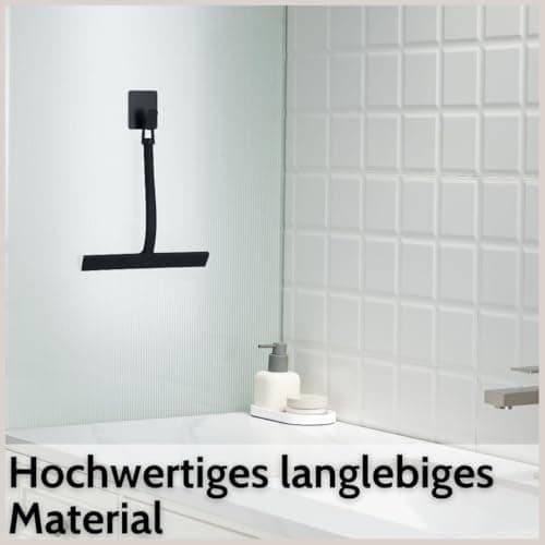DEKAZIA® Duschabzieher Schwarz - Silikon Wasserabzieher für Dusche - Robust für Glas und Fliesen - Hochgewordene Abgießk