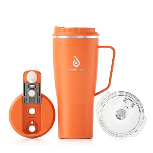 Ideaux Isolierbecher 14oz (420ml) | Doppelwandig | Eign. für Kaffee & Tee - Grün | Auslaufsicher | Reisebef. | Heiß & Ka