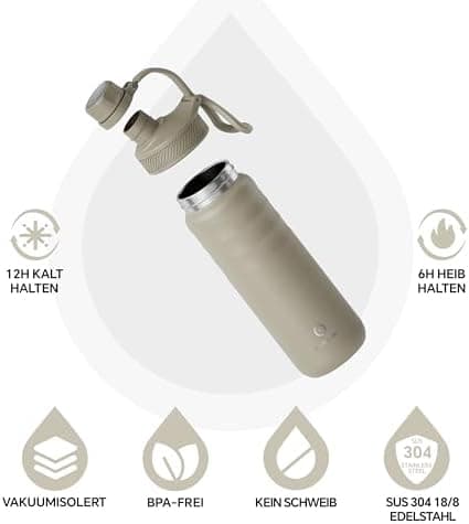 Ideaux Isolierbecher 14oz (420ml) | Doppelwandig | Eign. für Kaffee & Tee - Grün | Auslaufsicher | Reisebef. | Heiß & Ka