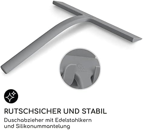 Gütewerk Hygienischer Silikon-Abzieher für Badezimmer, Duschwand & Fenster, 23cm mit Halterung
| Gütewerk Duschabzieher