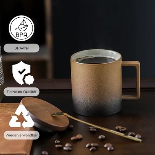 JanYoo Keramik Teetasse mit Deckel und Sieb für Teeliebhaber, 300ml Blooming Tea Geschenke