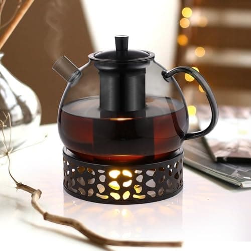 Ecoe Stövchen Teewärmer Kaffeewärmer 320ML Edelstahl mit Teelichtofen und Teelichthalter für Tee und Kaffee