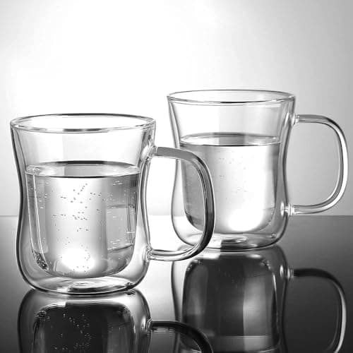 Ecooe Doppelwandige Kaffeetassen Glas 2er Set für Cappuccino und Tee Borosilikatglas