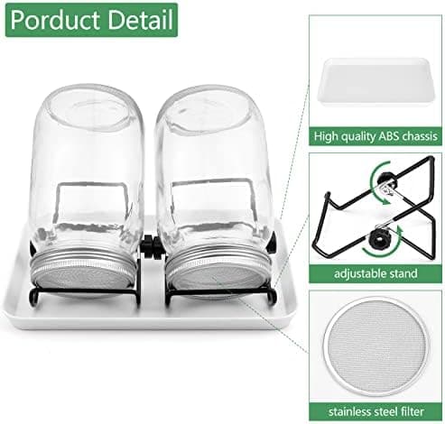 Diealles Shine Sprossen Keimglas 2 x 950ml für Sprossenzüchter mit Edelstahlfilter und Einstellbarer Halterung