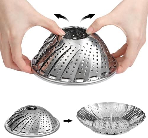 Edelstahl Dampfgarer Einstellbar Dünsteinsatz für Edelstahl Topf 23CM, Edelstahl Dampfgarer für Gemüse, Fisch und Meeres