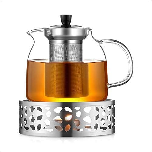 Ecooe 1000mL Teekanne mit Stövchenglas und Edelstahl-warme-teee-Teebereiter
