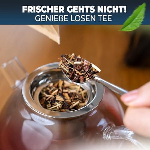 Teekanne mit Siebeinsatz - 1,5 Liter, verstärkte Glasstärke, ideal für Familie und Freunde, für jeden Tag nutzbar, mit S