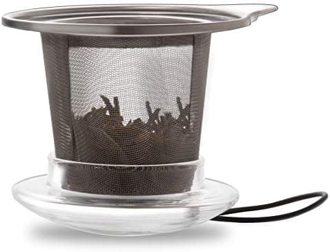 Creano JUMBO Tee-Tasse XXL aus Glas mit Henkel und integriertem Edelstahlsieb für Feierabend │ leicht transportationfähi